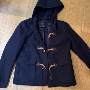 J. Crew Navy Hooded Toggle Coat
